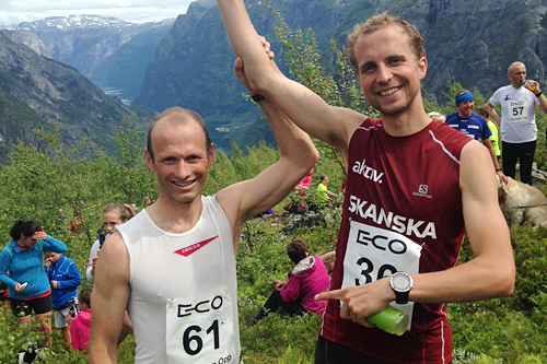 Kristen Skjeldal, til venstre, og Thorbjørn Ludvigsen ble nummer 2 og 1 under Rimstigen Opp 2015. Foto: Gudleik Klette. Kristen Skjeldal, til venstre, og Thorbjørn Ludvigsen ble nummer 2 og 1 under Rimstigen Opp 2015. Foto: Gudleik Klette.