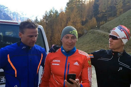 Alexander Legkov (midten) sammen med Niklas Dyrhaug (t.v.) og Didrik Tønseth. Skjermdump fra www.instagram.com/allroundgutta Alexander Legkov (midten) sammen med Niklas Dyrhaug (t.v.) og Didrik Tønseth. Skjermdump fra www.instagram.com/allroundgutta