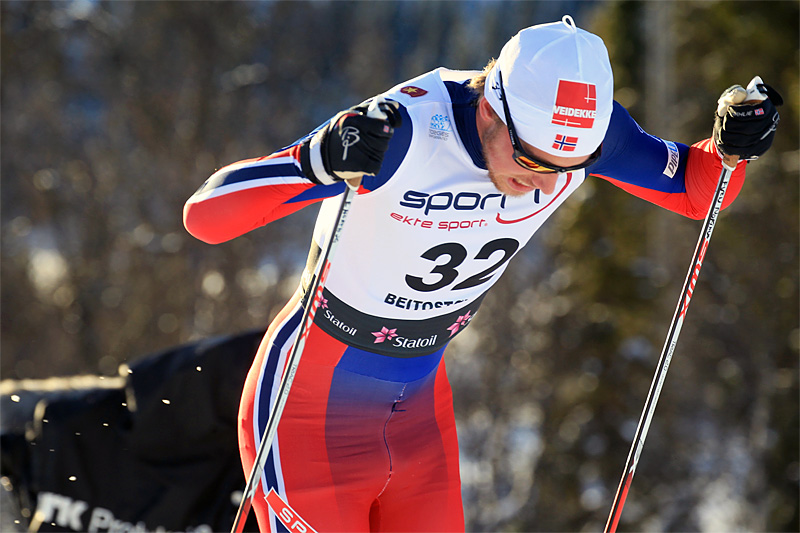 Even Northug gikk ankeretappen for Strindheims førstelag. Her i sprintprologen på Beitostølen. Foto: Erik Borg. Even Northug gikk ankeretappen for Strindheims førstelag. Her i sprintprologen på Beitostølen. Foto: Erik Borg.