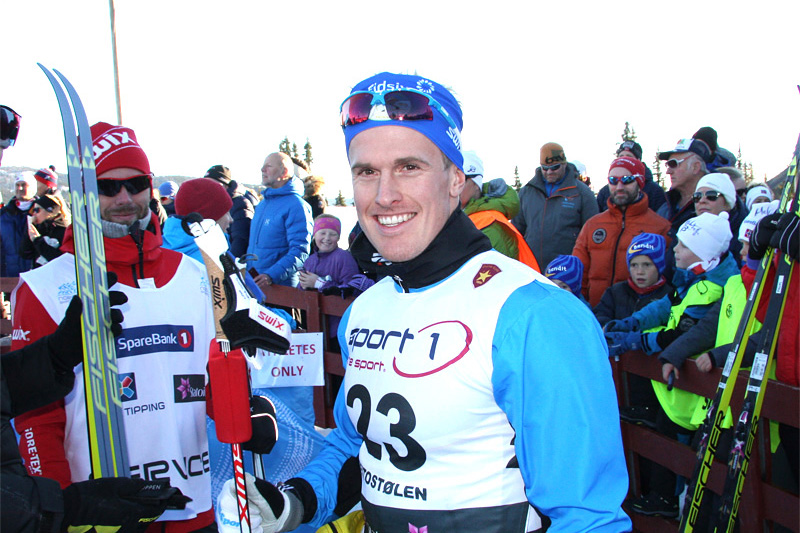 Morten Eide Pedersen strålende fornøyd etter sin 5. plass på sprinten under Beitosprinten 2015. Foto: Geir Nilsen/Langrenn.com. Morten Eide Pedersen strålende fornøyd etter sin 5. plass på sprinten under Beitosprinten 2015. Foto: Geir Nilsen/Langrenn.com.