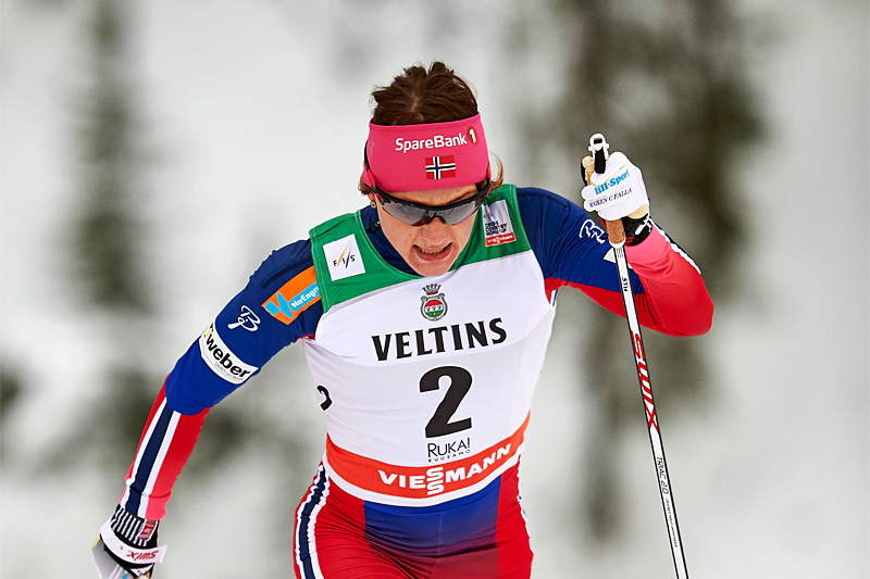 Maiken Caspersen Falla underveis i sprintprologen i Kuusamo og Ruka 2015. Foto: Felgenhauer/NordicFocus. Maiken Caspersen Falla underveis i sprintprologen i Kuusamo og Ruka 2015. Foto: Felgenhauer/NordicFocus.
