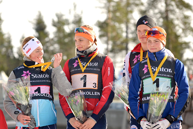 Buskeruds lag med Åsne Skrede, Andreas Kirkeng, Ragnhild Rønning og Filip Fjeld Andersen vant Ungdomsstafetten 2015 i Holmenkollen. Buskeruds lag med Åsne Skrede, Andreas Kirkeng, Ragnhild Rønning og Filip Fjeld Andersen vant Ungdomsstafetten 2015 i Holmenkollen.