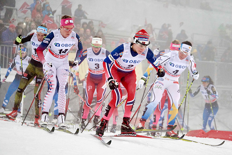 Heidi Weng fremst i bildet under verdenscupens 3-mil i Holmenkollen 2016. Foto: Felgenhauer/NordicFocus. Heidi Weng fremst i bildet under verdenscupens 3-mil i Holmenkollen 2016. Foto: Felgenhauer/NordicFocus.