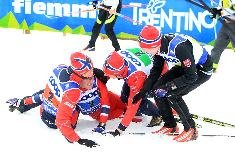 Illustrasjonsbilde: Eivind Krane Heimdal, Petter Reistad, Eirik Sverdrup Augdal og Johan Hoel sikret stafettgull under Junior-VM i Val di Fiemme 2014. Foto: Erik Borg. Illustrasjonsbilde: Eivind Krane Heimdal, Petter Reistad, Eirik Sverdrup Augdal og Johan Hoel sikret stafettgull under Junior-VM i Val di Fiemme 2014. Foto: Erik Borg.