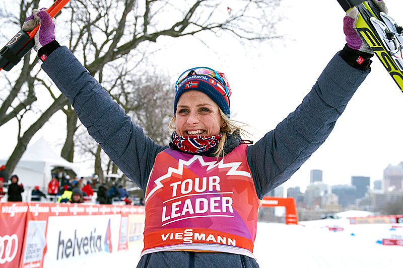 Therese Johaug tok over sammenlagtledelsen i Ski Tour Canada 2016 etter en suveren seier på fellesstarten i Montreal som var 2. etappe. Foto: Felgenhauer/NordicFocus. Therese Johaug tok over sammenlagtledelsen i Ski Tour Canada 2016 etter en suveren seier på fellesstarten i Montreal som var 2. etappe. Foto: Felgenhauer/NordicFocus.