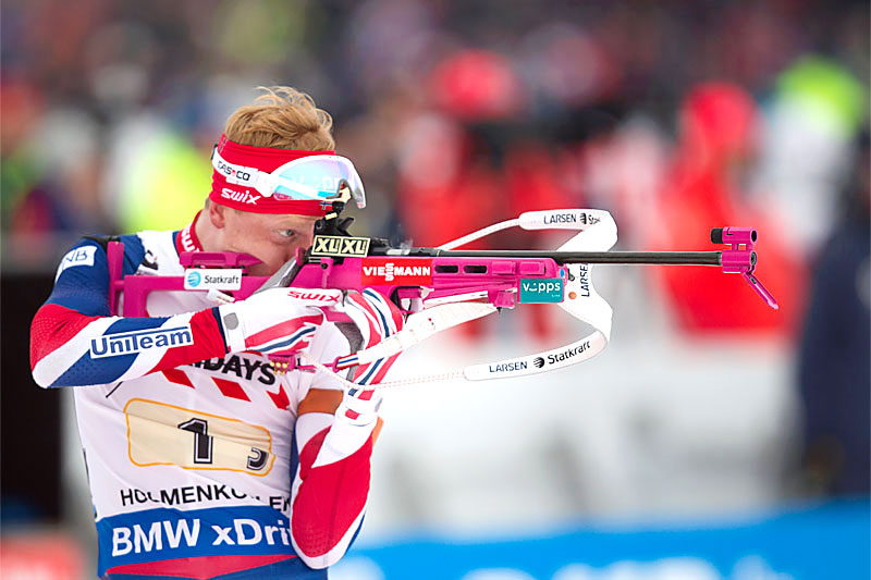 Johannes Thingnes Bø ute på 3. etappe i mix-stafetten under VM i skiskyting i Oslo 2016. Norges lag sikret bronsen. Foto: Manzoni/NordicFocus. Johannes Thingnes Bø ute på 3. etappe i mix-stafetten under VM i skiskyting i Oslo 2016. Norges lag sikret bronsen. Foto: Manzoni/NordicFocus.