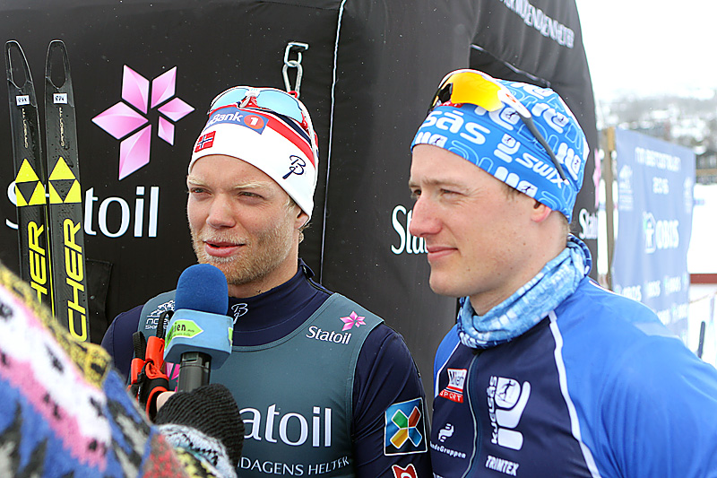 Eirik Brandsdal (t.v.) og Øyvind Moen Fjeld tok gull i lagsprint for Kjelsås under NM på Beitostølen 2016. Foto: Erik Borg. Eirik Brandsdal (t.v.) og Øyvind Moen Fjeld tok gull i lagsprint for Kjelsås under NM på Beitostølen 2016. Foto: Erik Borg.