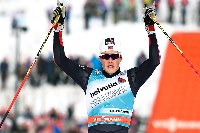 Gjennombruddsmannen Johannes Høsflot Klæbo gikk inn til en råsterk 2. plass i verdenscupens minitour på Lillehammer 2016. Foto: Thibaut/NordicFocus. Gjennombruddsmannen Johannes Høsflot Klæbo gikk inn til en råsterk 2. plass i verdenscupens minitour på Lillehammer 2016. Foto: Thibaut/NordicFocus.
