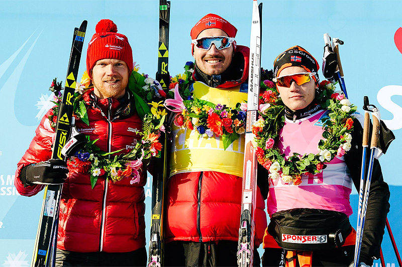 Seierspallen i Vasaloppet China 2017. Fra venstre: Jens Eriksson (2. plass), Andreas Nygaard (1) og Stian Hoelgaard (3). Foto: Magnus Östh/Visma Ski Classics. Seierspallen i Vasaloppet China 2017. Fra venstre: Jens Eriksson (2. plass), Andreas Nygaard (1) og Stian Hoelgaard (3). Foto: Magnus Östh/Visma Ski Classics.
