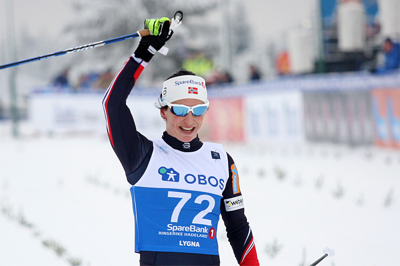 Marit Bjørgen jubler over NM-gull på 10 km klassisk under norgesmesterskapet på Lygna 2017. Foto: Geir Nilsen/Langrenn.com. Marit Bjørgen jubler over NM-gull på 10 km klassisk under norgesmesterskapet på Lygna 2017. Foto: Geir Nilsen/Langrenn.com.