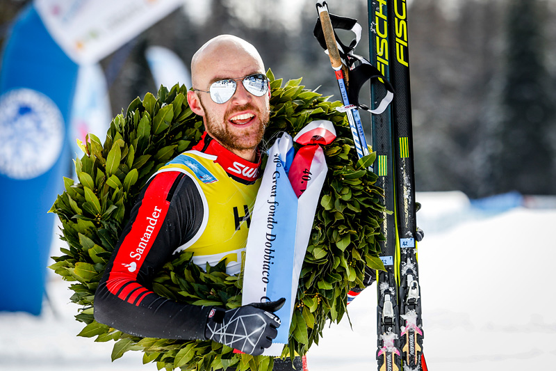 Tord Asle Gjerdalen etter å ha vunnet Visma Ski Classics-rennet Toblach - Cortina 2017. Foto: Bragotto/NordicFocus. Tord Asle Gjerdalen etter å ha vunnet Visma Ski Classics-rennet Toblach - Cortina 2017. Foto: Bragotto/NordicFocus.