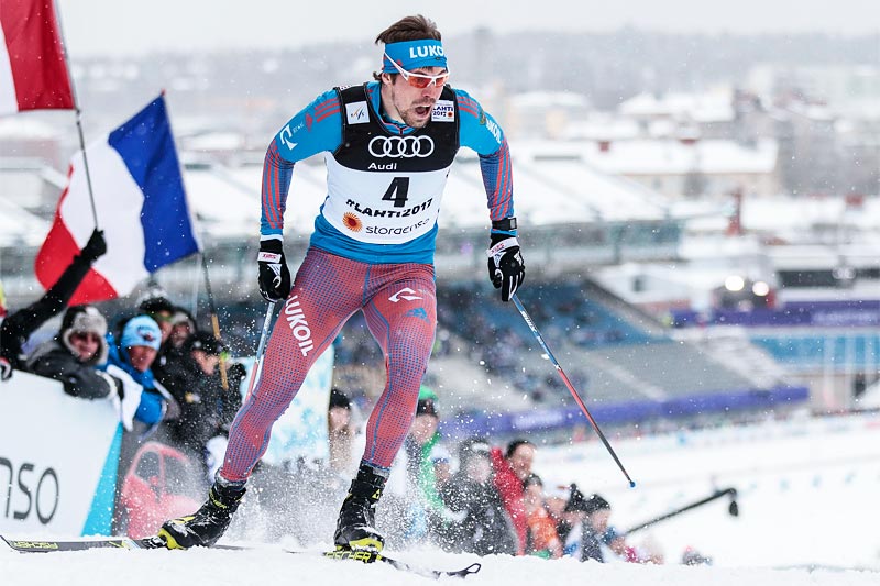 Sergey Ustiugov på vei mot VM-sølv i sprint under mesterskapet i Lahti 2017. Foto: Modica/NordicFocus. Sergey Ustiugov på vei mot VM-sølv i sprint under mesterskapet i Lahti 2017. Foto: Modica/NordicFocus.