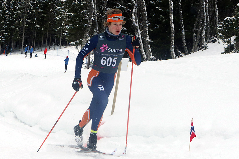 Ansgar Evensen på vei mot gull på 10 kilometer klassisk for Menn 17 år under Junior-NM i Harstad 2017. Foto: Erik Borg. Ansgar Evensen på vei mot gull på 10 kilometer klassisk for Menn 17 år under Junior-NM i Harstad 2017. Foto: Erik Borg.
