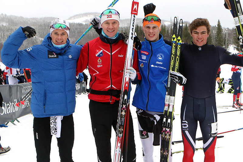 Vinnerlaget fra Akershus på herrenes stafett under Junior-NM i Harstad 2017. Fra venstre: Harald Østberg Amundsen, Amund Hoel, Anders Haga og Thomas Helland Larsen. Foto: Erik Borg. Vinnerlaget fra Akershus på herrenes stafett under Junior-NM i Harstad 2017. Fra venstre: Harald Østberg Amundsen, Amund Hoel, Anders Haga og Thomas Helland Larsen. Foto: Erik Borg.