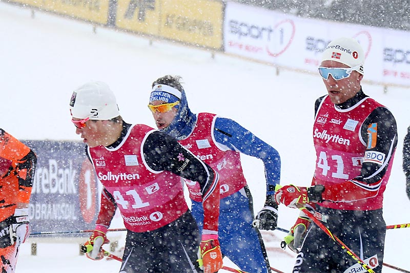 Didrik Tønseth sender Johannes Høsflot Klæbo ut på en av sine etapper for Byåsen IL under NM lagsprint på Gålå 2017. Foto: Erik Borg. Didrik Tønseth sender Johannes Høsflot Klæbo ut på en av sine etapper for Byåsen IL under NM lagsprint på Gålå 2017. Foto: Erik Borg.
