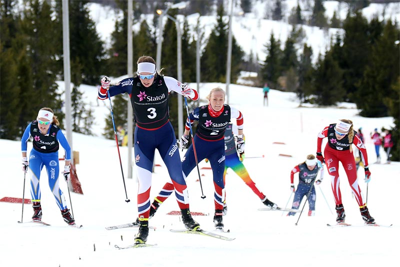 Emma Skjoldli spurter inn til seier blant 18-åringene i norgescupfinalen på Gålå 2017. Foto: Erik Borg. Emma Skjoldli spurter inn til seier blant 18-åringene i norgescupfinalen på Gålå 2017. Foto: Erik Borg.