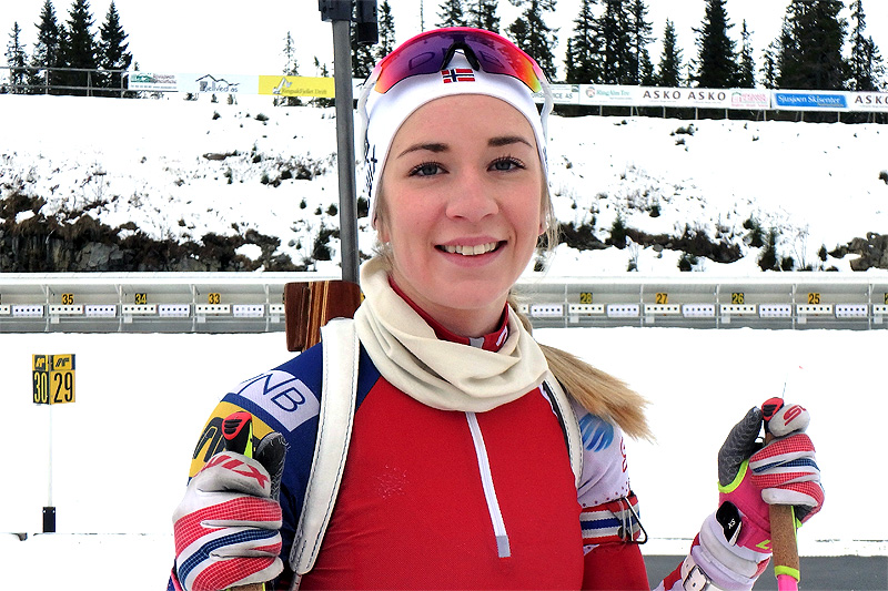Emilie Kalkenberg i trening på Sjusjøen Skiskytterarena. Foto: NMS Camp Sjusjøen Mesnali/May-Sylvi Skinnerlien. Emilie Kalkenberg i trening på Sjusjøen Skiskytterarena. Foto: NMS Camp Sjusjøen Mesnali/May-Sylvi Skinnerlien.