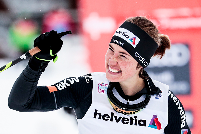Laurien van der Graaff jubler etter å ha vunnet åpningsetappen under Tour de Ski 2017-2018. Foto: Modica/NordicFocus. Laurien van der Graaff jubler etter å ha vunnet åpningsetappen under Tour de Ski 2017-2018. Foto: Modica/NordicFocus.