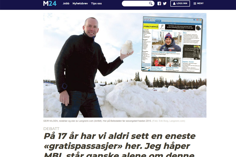 Faksimile fra Medier24.no i forbindelse med debatt rundt det å omtale lesere og publikum av gratis artikler som gratispassasjerer. Faksimile fra Medier24.no i forbindelse med debatt rundt det å omtale lesere og publikum av gratis artikler som gratispassasjerer.