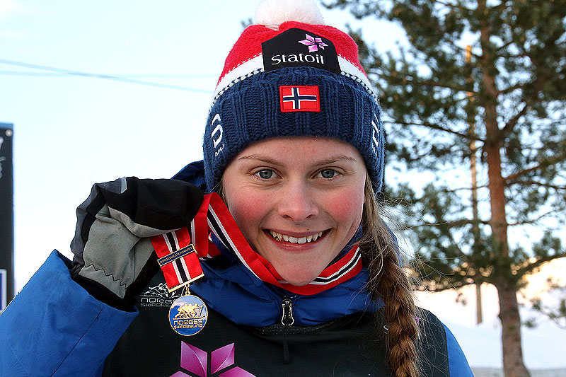 Mathilde Myhrvold gikk inn gull på 15 km klassisk for kvinner 19/20 år under Junior-NM i Steinkjer 2018. Foto: Erik Borg. Mathilde Myhrvold gikk inn gull på 15 km klassisk for kvinner 19/20 år under Junior-NM i Steinkjer 2018. Foto: Erik Borg.
