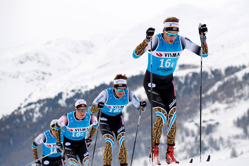 Team Kaffebryggeriet under lagtempoen i Ski Classics i Livigno sesongen 2018/2019. Stian Berg fører an, deretter følger Vetle Thyli, Torgeir Skare Thygesen og Magnus Vesterheim. Foto: Rauschendorfer/NordicFocus. Team Kaffebryggeriet under lagtempoen i Ski Classics i Livigno sesongen 2018/2019. Stian Berg fører an, deretter følger Vetle Thyli, Torgeir Skare Thygesen og Magnus Vesterheim. Foto: Rauschendorfer/NordicFocus.