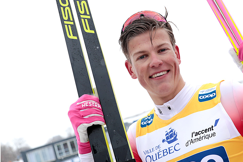 Johannes Høsflot Klæbo etter sin solide sprintseier i verdenscupen i Quebec 2019. Foto: Modica/NordicFocus. Johannes Høsflot Klæbo etter sin solide sprintseier i verdenscupen i Quebec 2019. Foto: Modica/NordicFocus.