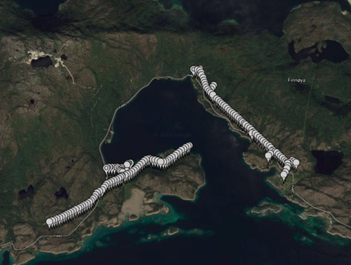 Kart over området der Telenors kabler/stolper skal saneres