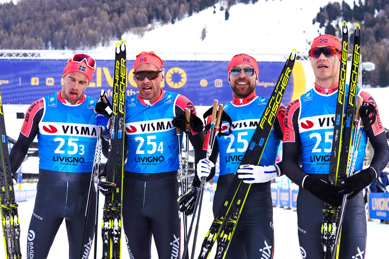 Team Ragde Eiendom etter å ha vært raskest blant herrene i lagtempoen under Pro Team Tempo i Livigno som åpnet Visma Ski Classics 2019-2020. Foto: Magnus Östh/Visma Ski Classics. Team Ragde Eiendom etter å ha vært raskest blant herrene i lagtempoen under Pro Team Tempo i Livigno som åpnet Visma Ski Classics 2019-2020. Foto: Magnus Östh/Visma Ski Classics.