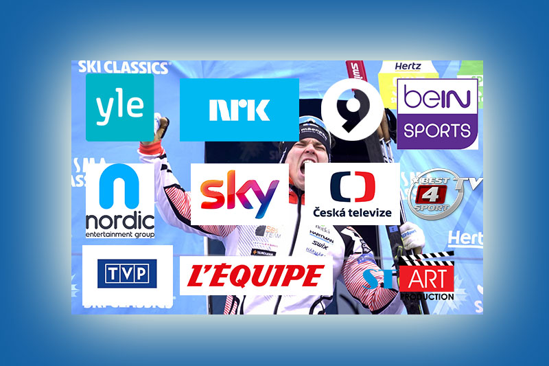 TV-stasjoner som i 2019-2020 sesongen viser langløpscupen Visma Ski Classics. Foto og montasje: Visma Ski Classics og Langrenn.com. TV-stasjoner som i 2019-2020 sesongen viser langløpscupen Visma Ski Classics. Foto og montasje: Visma Ski Classics og Langrenn.com.