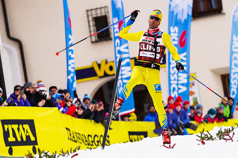 Chris Jespersen jubler etter å ha vunnet La Diagonela 2020, sesongens 5. renn i Visma Ski Classics, i suveren stil. Foto: Östh/Visma Ski Classics. Chris Jespersen jubler etter å ha vunnet La Diagonela 2020, sesongens 5. renn i Visma Ski Classics, i suveren stil. Foto: Östh/Visma Ski Classics.