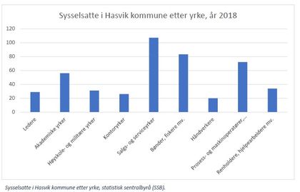 Sysselsatte i Hasvik kommune 2018