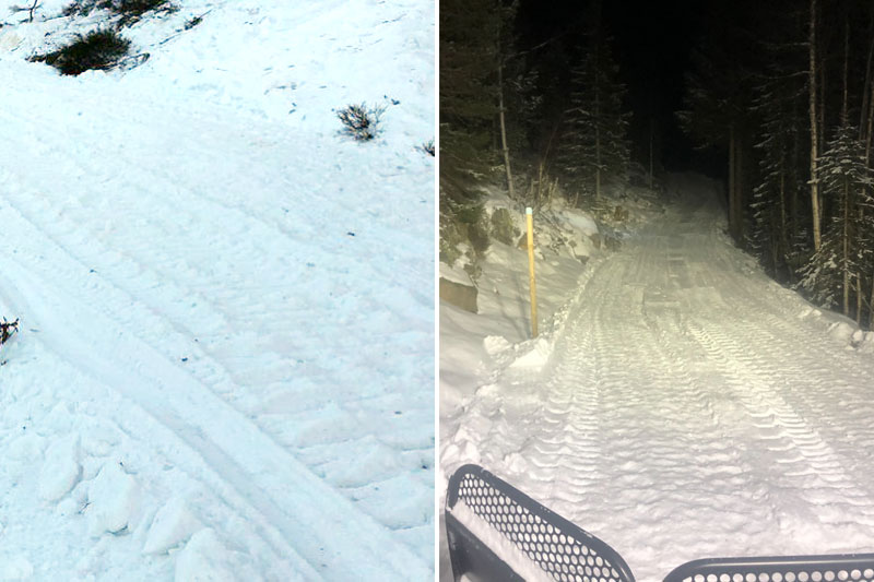 Noen dager i forkant av Vindfjelløpet 2020 gjøres det en real dugnad med å jevne ut samt fylle på snø i eventuelt utsatte områder i årets utfordrende vinter. Natt til renndagen settes sporene. Foto: Vindfjelløpet. Noen dager i forkant av Vindfjelløpet 2020 gjøres det en real dugnad med å jevne ut samt fylle på snø i eventuelt utsatte områder i årets utfordrende vinter. Natt til renndagen settes sporene. Foto: Vindfjelløpet.