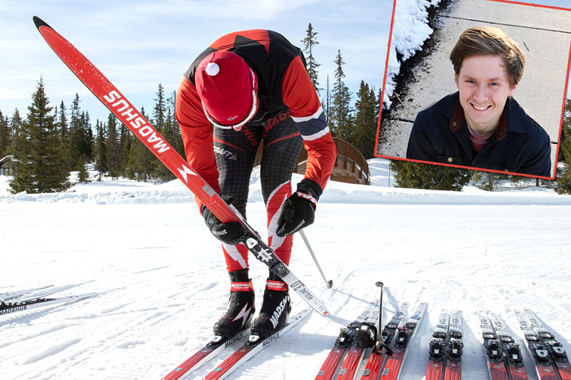Madshus-testing ved Sjusjøen. Innfeldt bilde er Madshus-ingeniøren Connor Green. Foto: Stefano Zatta / Madshus og privat. Madshus-testing ved Sjusjøen. Innfeldt bilde er Madshus-ingeniøren Connor Green. Foto: Stefano Zatta / Madshus og privat.