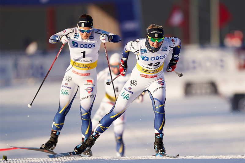 Maja Dahlqvist spurter inn til sprintseier under verdenscupen i Ulricehamn 2021. Foto: Thibaut/NordicFocus. Maja Dahlqvist spurter inn til sprintseier under verdenscupen i Ulricehamn 2021. Foto: Thibaut/NordicFocus.