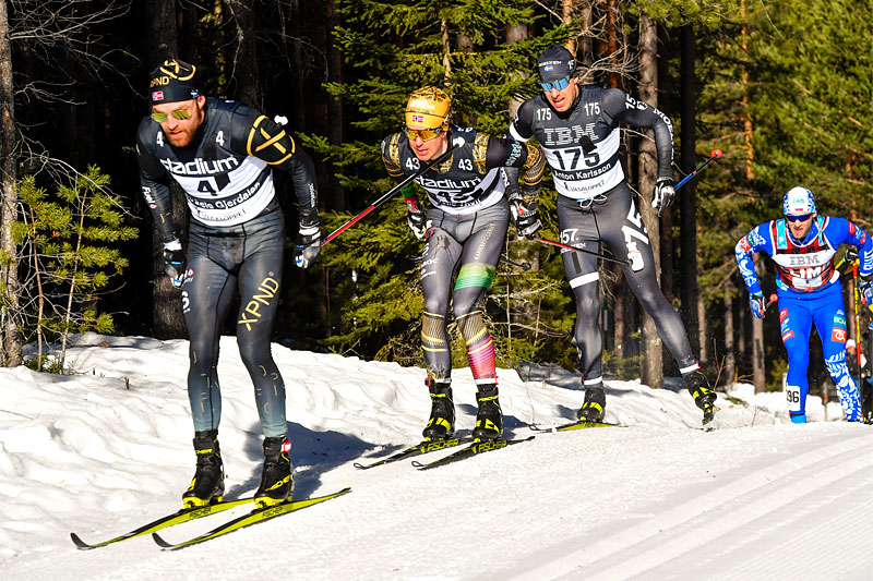 Tord Asle Gjerdalen i front av Vasaloppet 2021 hvor han gikk inn til seier. I bildet nærmest fulgt av Vetle Thyli, Anton Karlsson og Ermil Vokuev. Foto: Schmidt/NordicFocus. Tord Asle Gjerdalen i front av Vasaloppet 2021 hvor han gikk inn til seier. I bildet nærmest fulgt av Vetle Thyli, Anton Karlsson og Ermil Vokuev. Foto: Schmidt/NordicFocus.