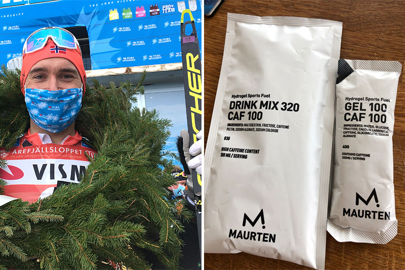 Andreas Nygaard og en av de tingene han inntok da han vant det 100 km lange Årefjällsloppet. Matpakkeproduktene er foto privat, mens bildet av Andreas er tatt av Ingeborg Scheve. Andreas Nygaard og en av de tingene han inntok da han vant det 100 km lange Årefjällsloppet. Matpakkeproduktene er foto privat, mens bildet av Andreas er tatt av Ingeborg Scheve.