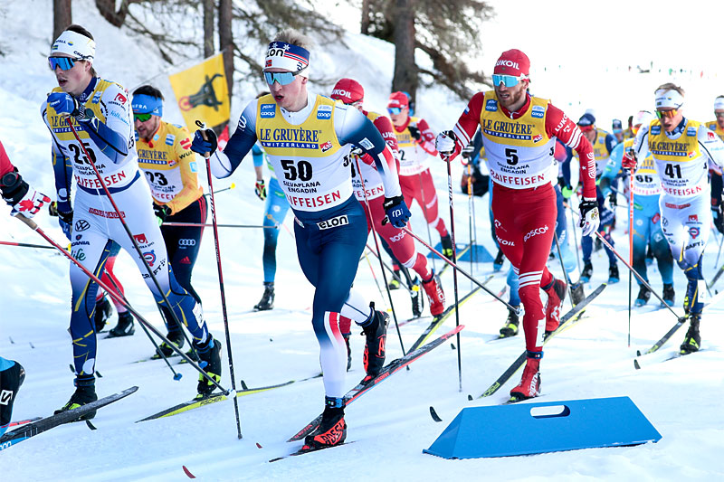 Jon Rolf Skamo Hope med startnummer 50 i feltet under verdenscupen i Engadin. Foto: Modica/NordicFocus. Jon Rolf Skamo Hope med startnummer 50 i feltet under verdenscupen i Engadin. Foto: Modica/NordicFocus.