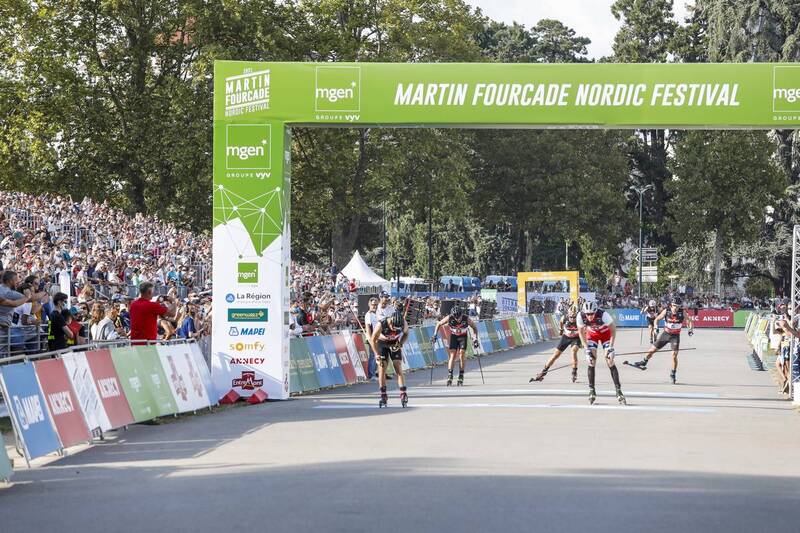 Renaud Jay slår Pål Trøan Aune i finalen av Martin Fourcade Nordic Festival i Annecy. Foto: Manzoni/NordicFocus. 04.09.2021, Annecy, France (FRA):Renaud Jay (FRA), Paal Troean Aune (NOR), (l-r) - Martin Fourcade Nordic Festival, Annecy (FRA). www.nordicfocus.com. © Manzoni/NordicFocus. Every downloaded picture is fee-liable.