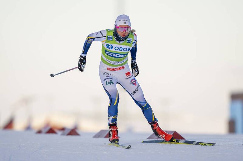 Linn Svahn under verdenscupen i Ulricehamn før hun faller og skader skulderen. Foto: Thibaut/NordicFocus. Linn Svahn under verdenscupen i Ulricehamn før hun faller og skader skulderen. Foto: Thibaut/NordicFocus.