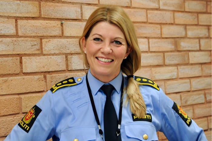 Anne-Catherine Gustafson, politiinspektør, Politidirektoratet. Tatt i forbindelse med intervju. Foto: Torbjørn Vinje, SR