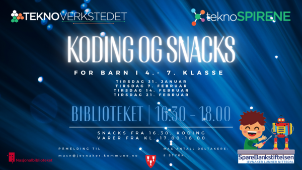 Plakat for teknoSPIRENE - Koding og snacks