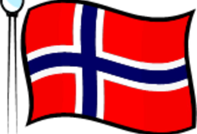 Norske flagg i rødt, hvit og blått