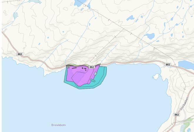 kartoversikt over Veines og der Cermaq sitt smoltanlegg skal bygges