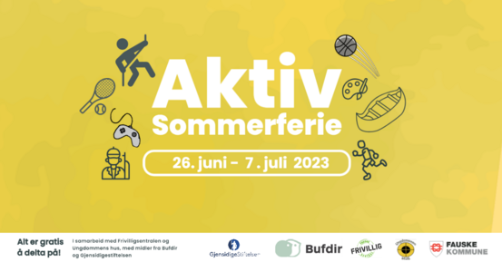 plakat til aktiv ferie. det viser ikoner for ulike fritidsaktiviteter