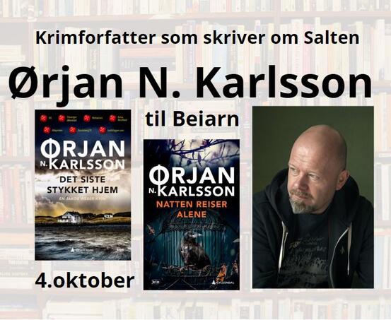 Bilde av Ørjan Karlsson og to av bøkene hans