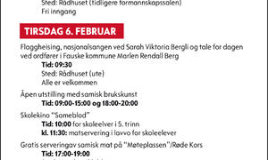 Program for samiske dager. informasjon i tekst