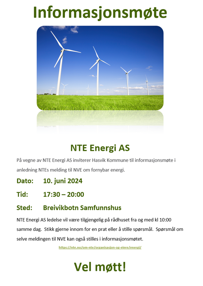 plakat fra NTE med informasjon om informasjonsmøtet
