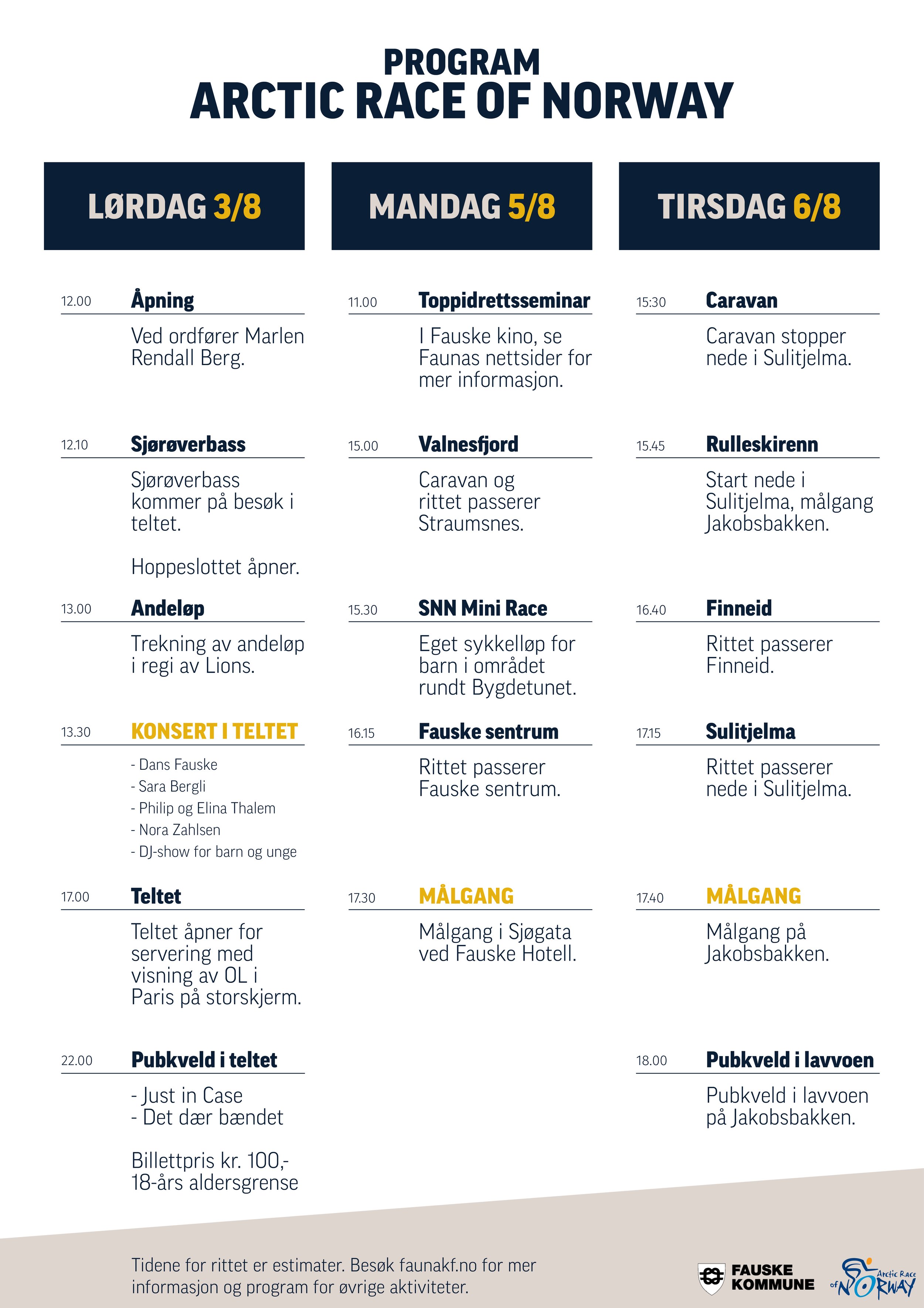 Program for ARN. Informasjon i tekst