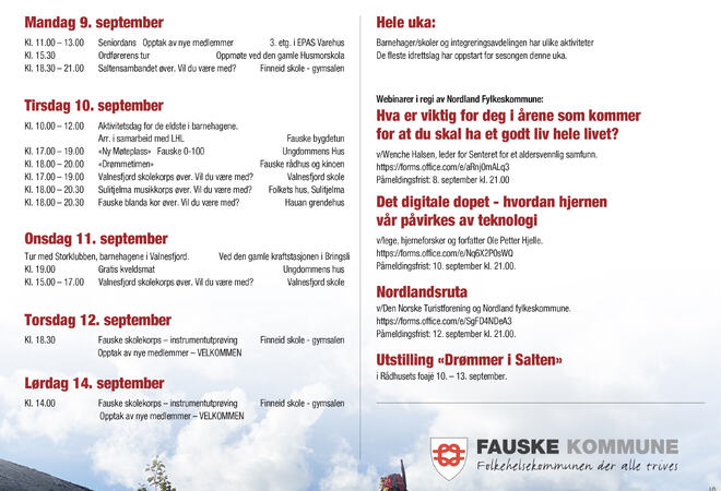 Program for folkehelseuka. Informasjon i tekst