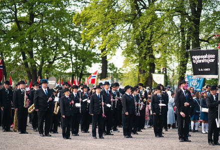 Oppsal Janitsjar stiller opp på festningen 17. mai 2023. Foto.